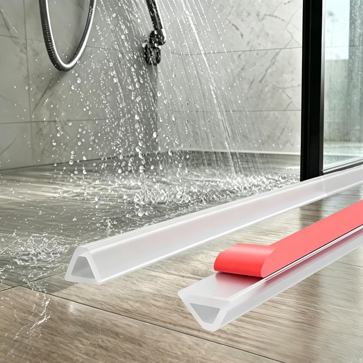 Tochtwerende strip douche zelfklevend transparant - siliconen waterstopper douche vloer - ShopVlot