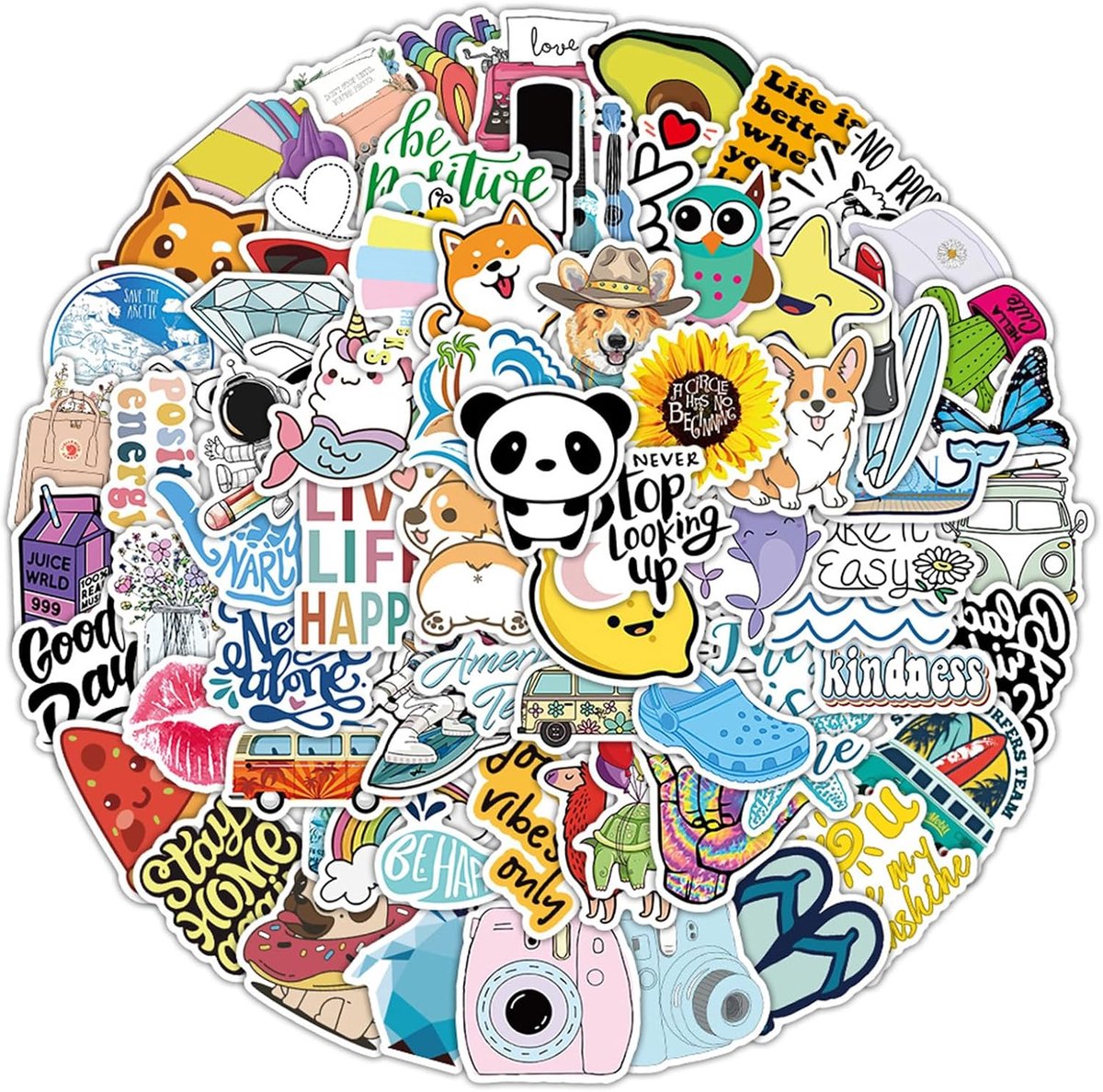 100 stuks zomerstickers, waterbestendige vinylstickers voor drinkfles, computer, notitieboek, schattige - ShopVlot
