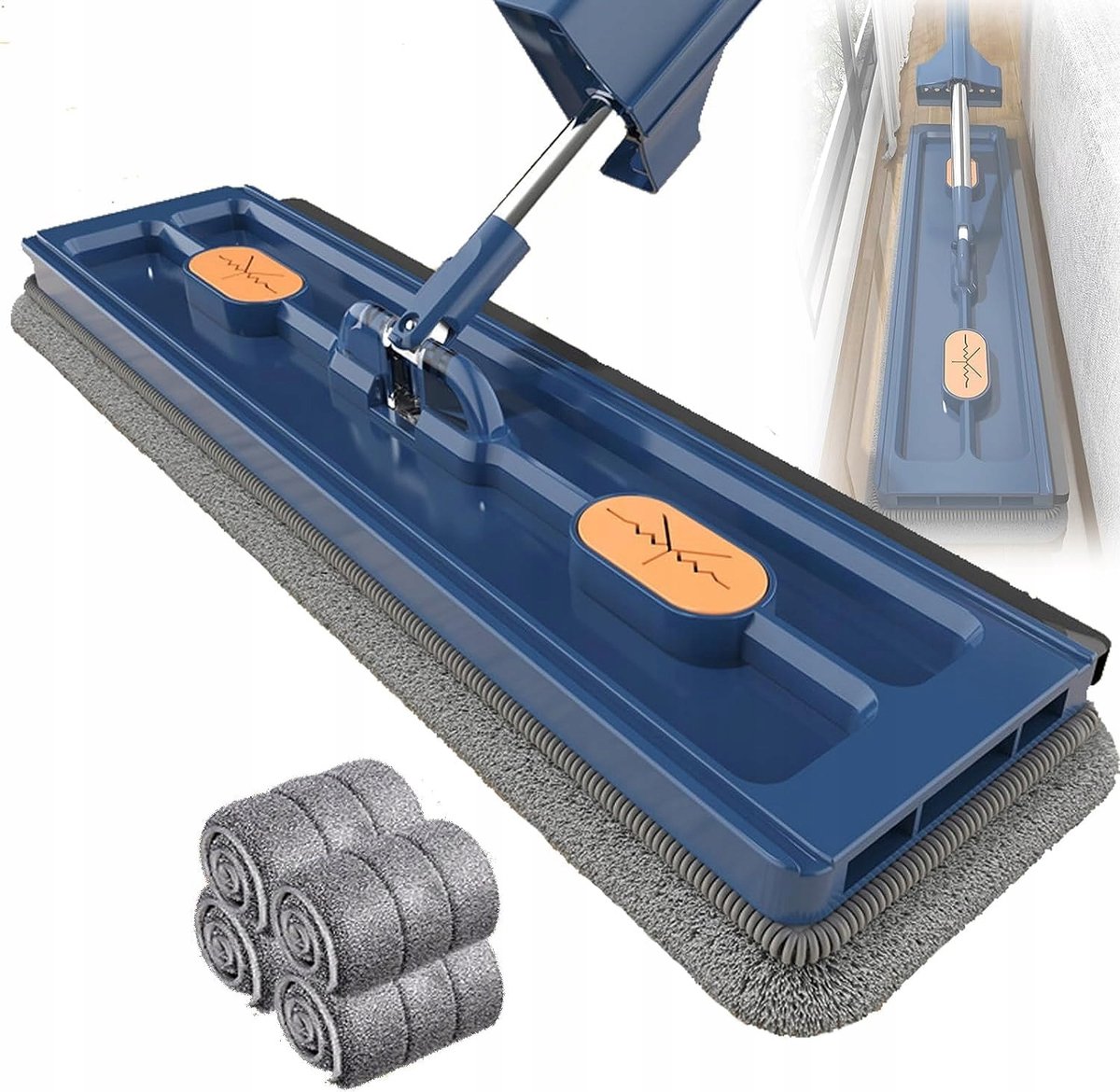 360° Draaibare Vloermop met Grote Platte Microvezel Pads
