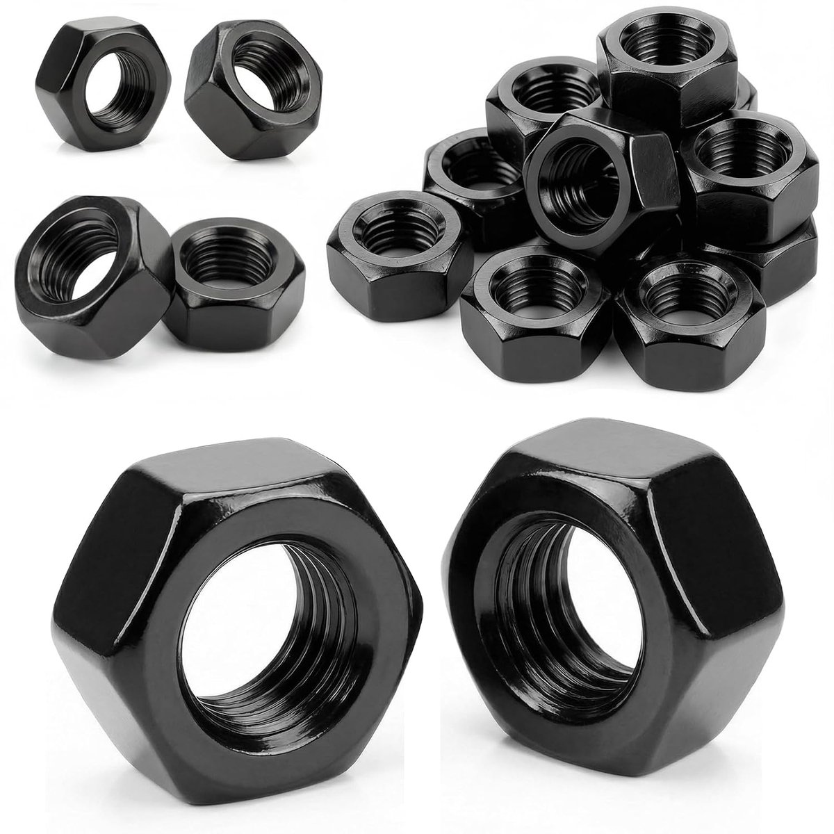 30 Pieces M5 Stainless Steel A2 V2A Nuts Black Hex Nuts DIN 934 Stainless Hex Nuts for Screws, Washers, Threaded Rods - ShopVlot