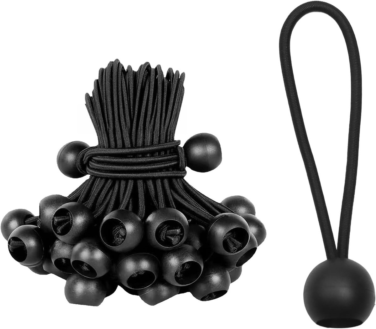 PARFCO 30 stuks spanbanden met kogel, 10 cm zeilspanners met kogel, zwarte rubberen spanbanden voor tenten, zeilen - ShopVlot