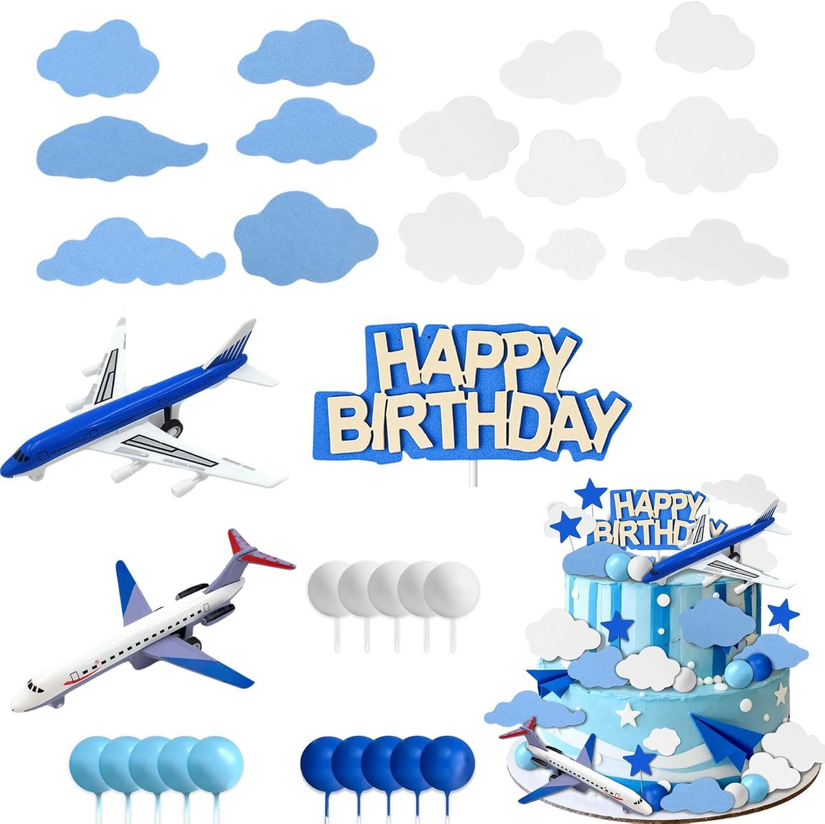 airplane cake figure airplane decoration birthday party - ShopVlot