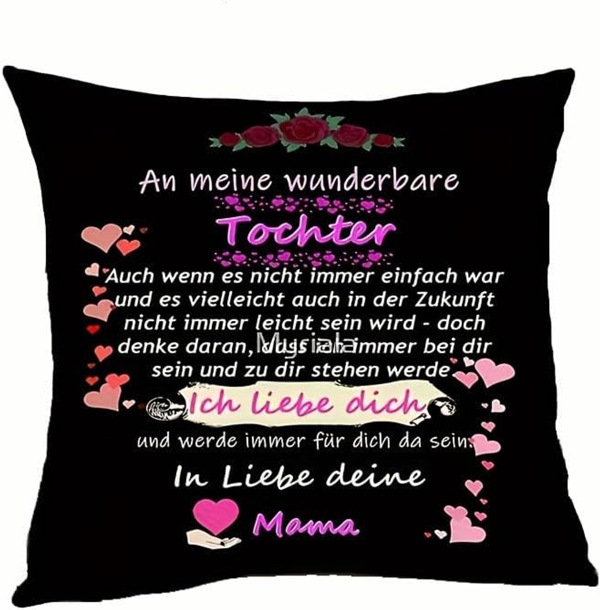 Deutsche Schwarz Kussenhoes 45×45cm Met Tekst Aan Mijn Dochter, Cadeau Van Moeder Voor Dochter, Decoratieve Hoes Voor - ShopVlot