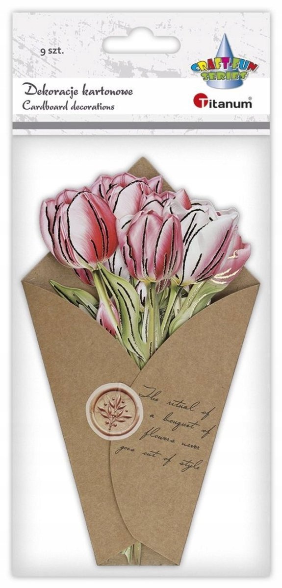 Papieren Tulpen Decoratie Set - 9 Stuks Roze met Goud