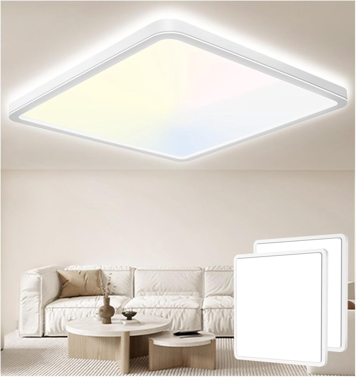 LED Ceiling Light, 23 cm, 20 W, 2000 LM, 6000 K, 4000 K, 3000 K, IP44, Waterproof, for Bathroom, LED, Square, Ceiling - ShopVlot