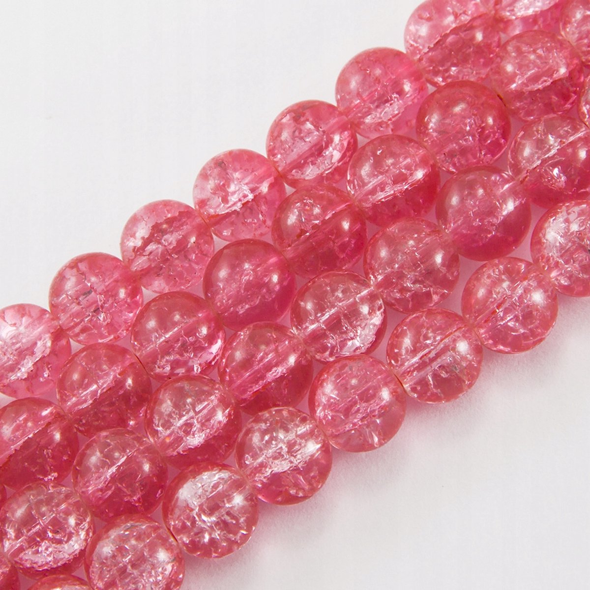 Glazen Crackle Kralen Rond Roze 10mm - 80 stuks