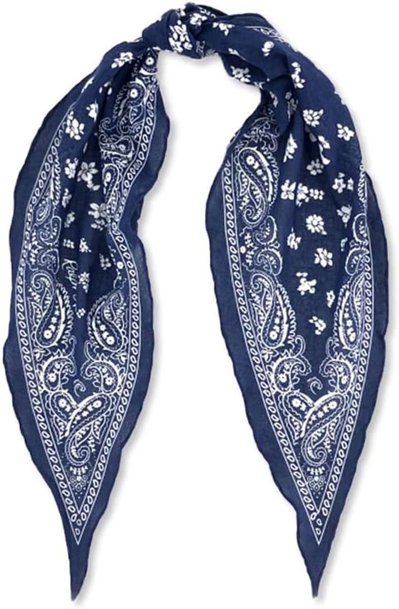 LumiSyne American Vintage Paisley Floral Pattern Neckerchief Cotton Bandana Scarf Narrow Long Diamond Scarf Breathable - ShopVlot