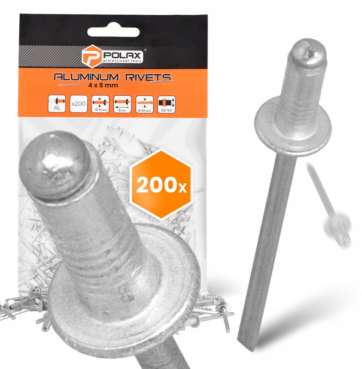 200x Aluminium Blindklinknagels 4x8 mm Verzinkt - Sterk & Roestbestendig