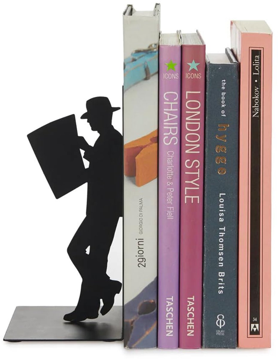 Famanu Decoratieve boekensteun van metaal in zwart, origineel design, ideaal voor het organiseren van boeken Multicolor