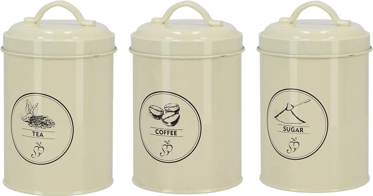 Voorraadblik koffie thee en suiker Esschert Design