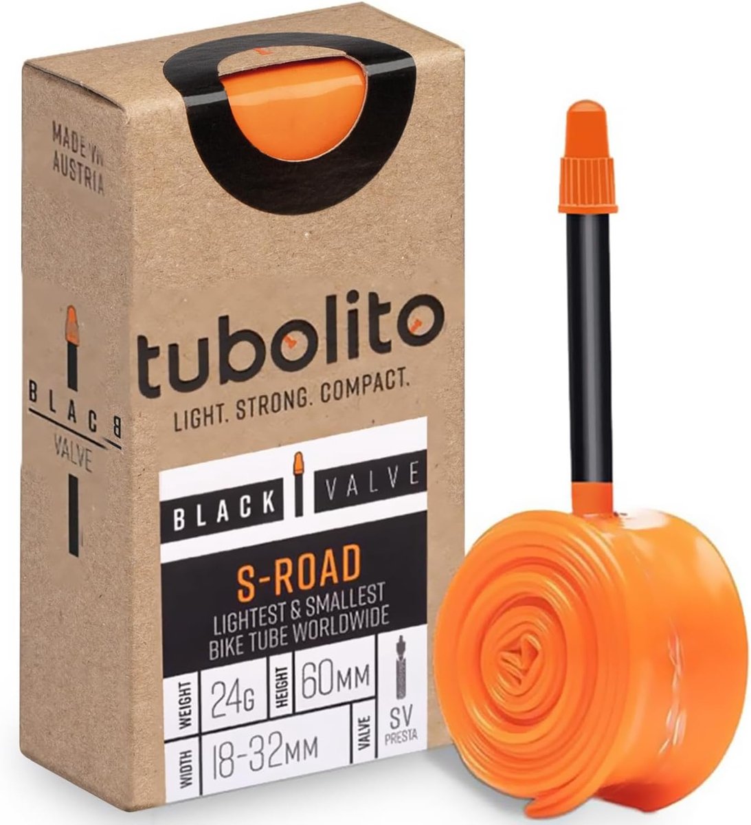 TUBOLITO S-Tubo-ROAD 700 x 18-32c Presta 60mm Black Valve Edition, Disc brake only, - ShopVlot