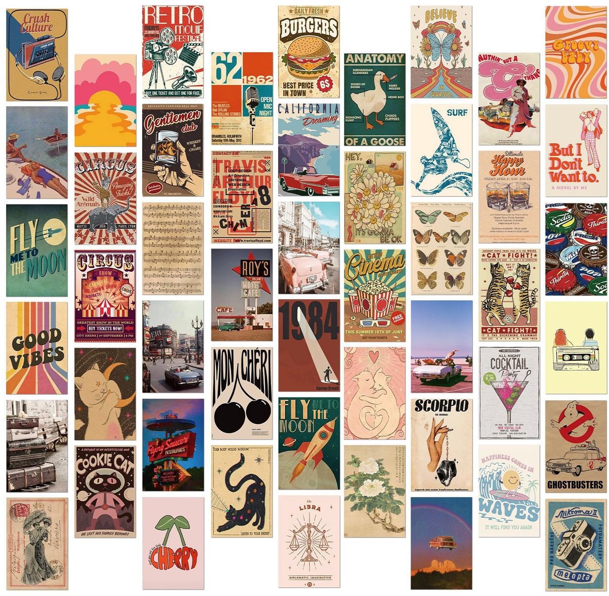 Ansichtkaarten 50 stuks - vintage reisdesign - mini-posters - perfect voor muurdecoratie - ShopVlot