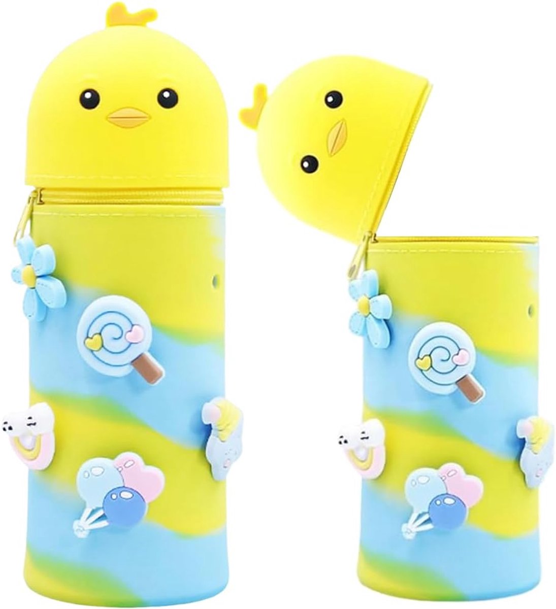 2-in-1 Soft Silicone Pencil Case for Table with Zip Silicone School Gifts for Kids, Pencils and Crayons - ShopVlot