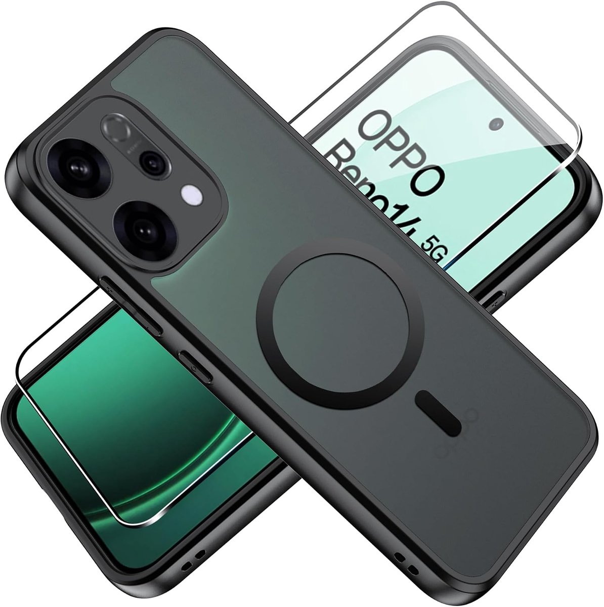 Tieeyivv Magnetic Case for Oppo Reno 14 with 1 Pack Protective Film, Soft Matte Phone Case with Camera Protection - ShopVlot