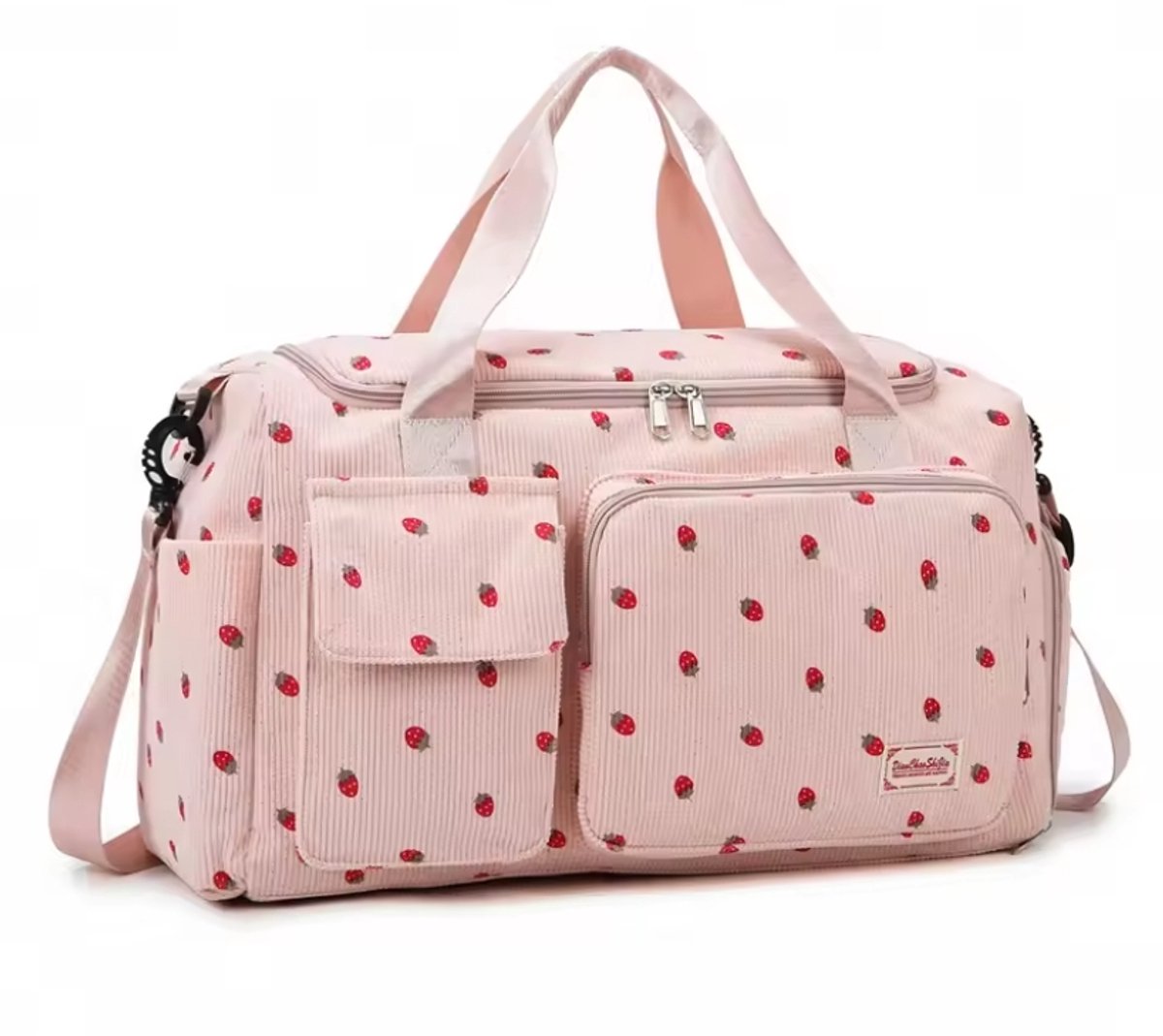 Luiertas Dames – Grote Baby Luiertas en Reistas – Waterafstotend – Corduroy – Ruime Schoudertas voor Babybenodigdheden, Kleding en Reisbenodigdheden – Roze