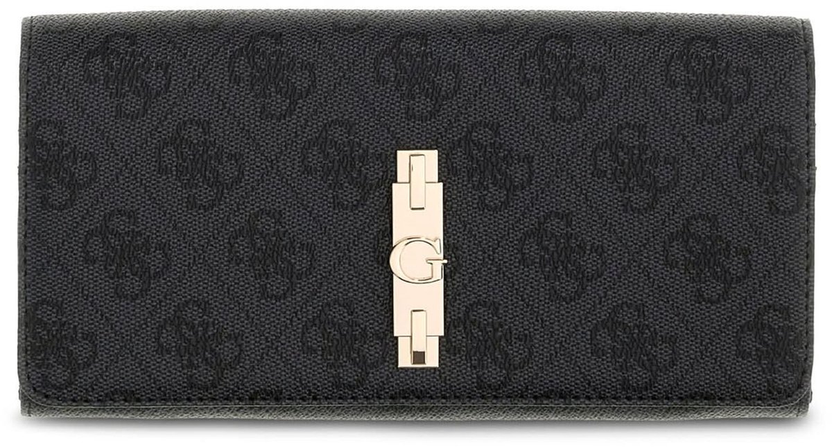 GUESS portemonnee Yvonne Logo SLG Flap Organizer Coal Logo donkergrijs