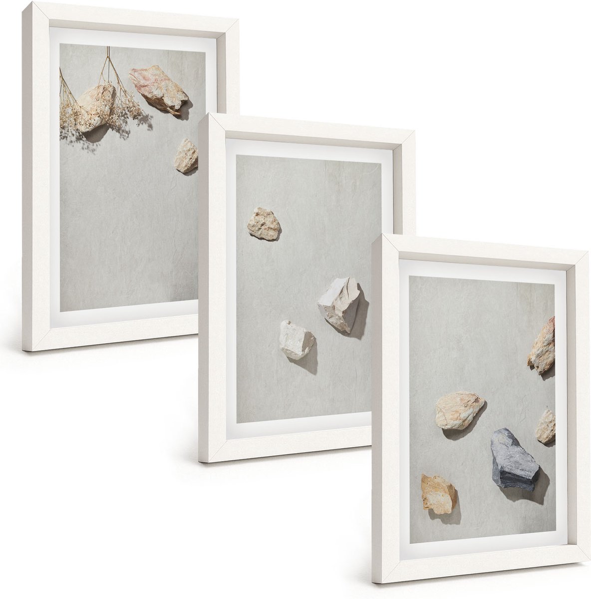 Tulup 3-Delige Schilderij Set - Boho strandstenen minimalistische decoraties - 20x30 - Muurdecoratie - Interieur Decoratie - Stijlvolle Muurdecoratie