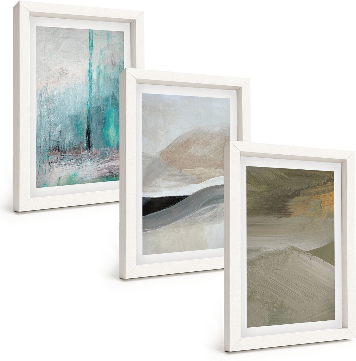 Tulup 3-Delige Schilderij Set - Geschilderde abstracte minimalistische decoraties - 20x30 - Muurdecoratie - Schilderijen Set - Woonkamer