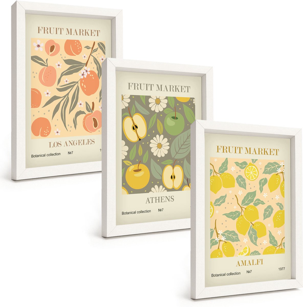 Tulup 3-Delige Schilderij Set - Posters met fruitmotieven in retrostijl - 20x30 - Wanddecoratie - Woonkamer Decoratie - Decoratieve Schilderijen