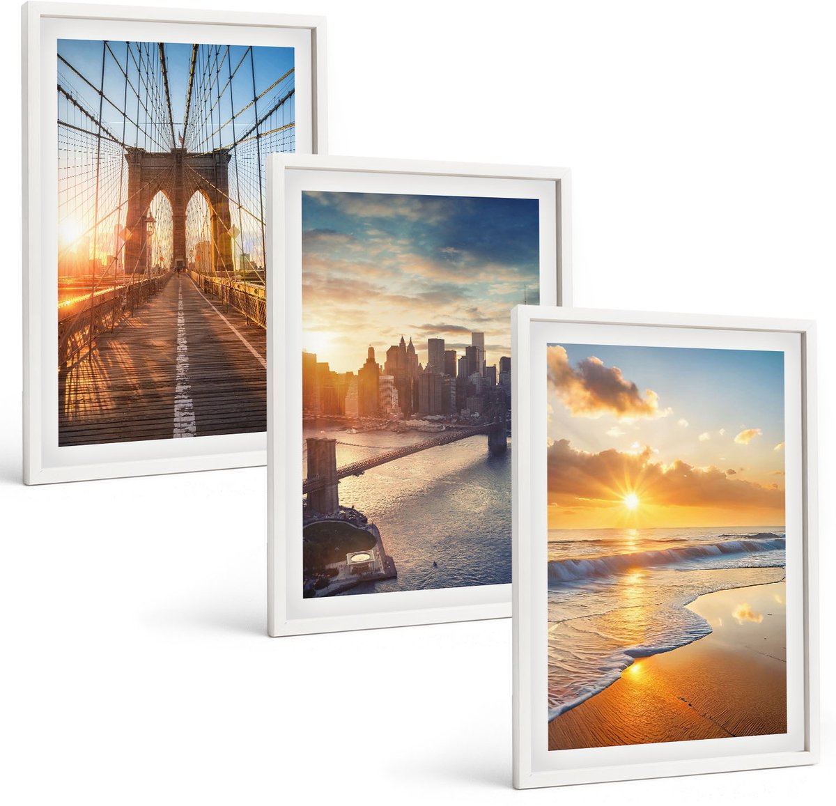 Tulup 3-Delige Schilderij Set - Bruggen en zonsondergangen in het stedelijk landschap - 40x60 - Stijlvolle Muurdecoratie - Kantoor - Decoratieve Schilderijen
