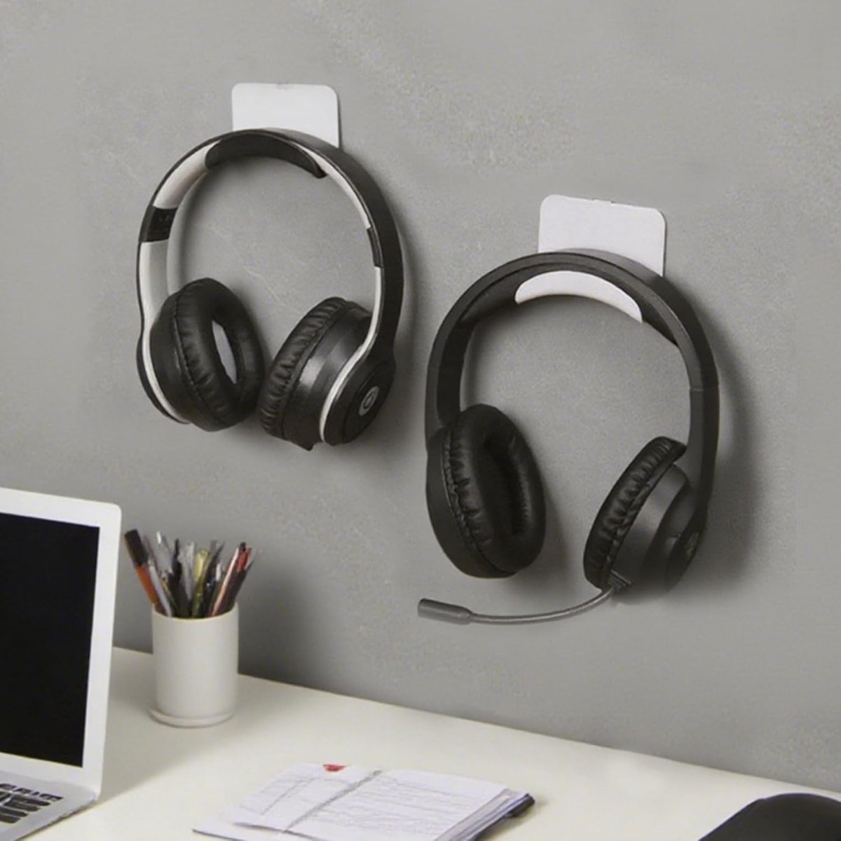 Koptelefoonhouder universeel - 4 stuks - multifunctionele haak voor muur en tafel - ideaal voor gaming headset - ShopVlot