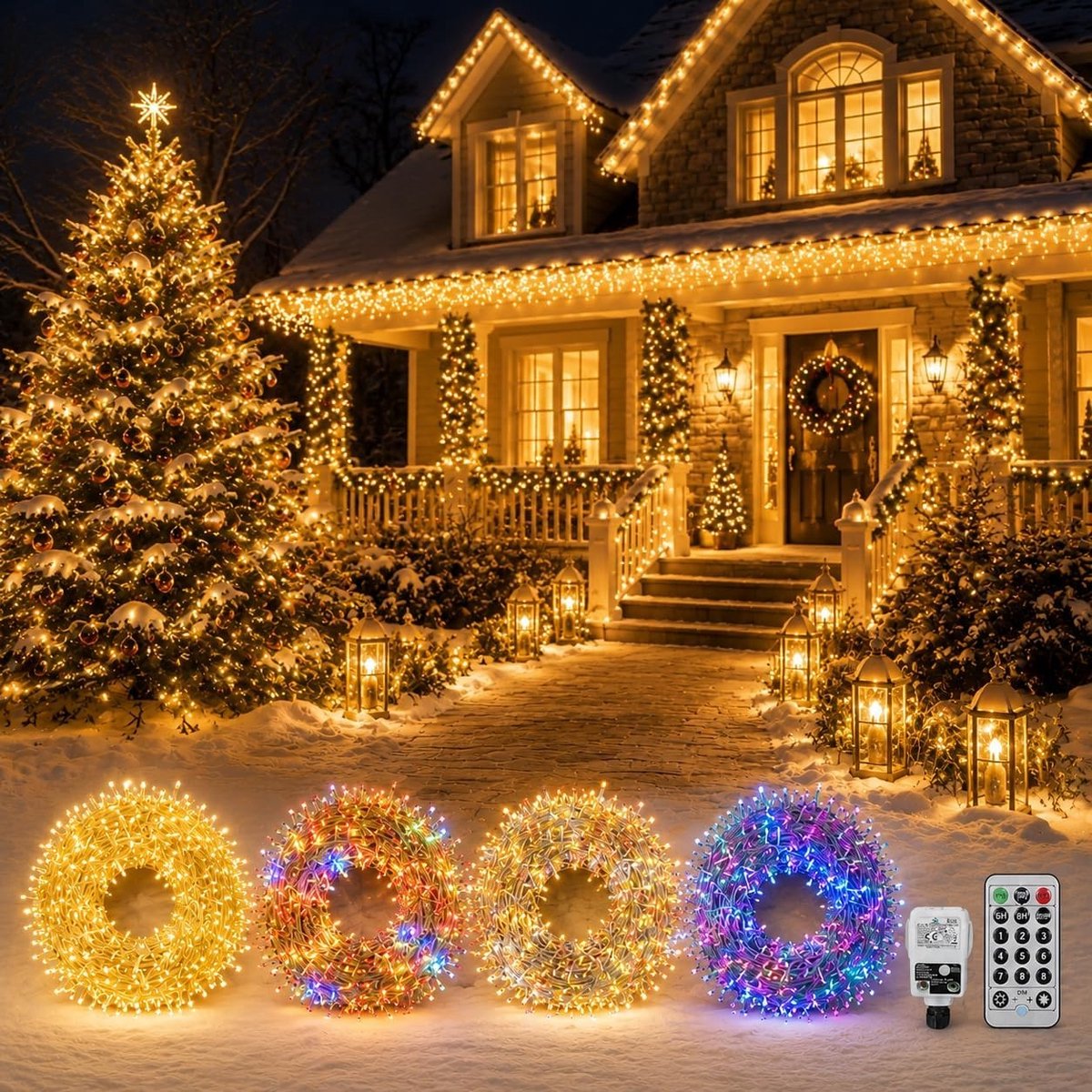 LED Kerstverlichting Buiten - Wit - 100 Meter - Waterdichte Verlichting met Afstandsbediening en Timer - Voor Kerstmis en Feesten
