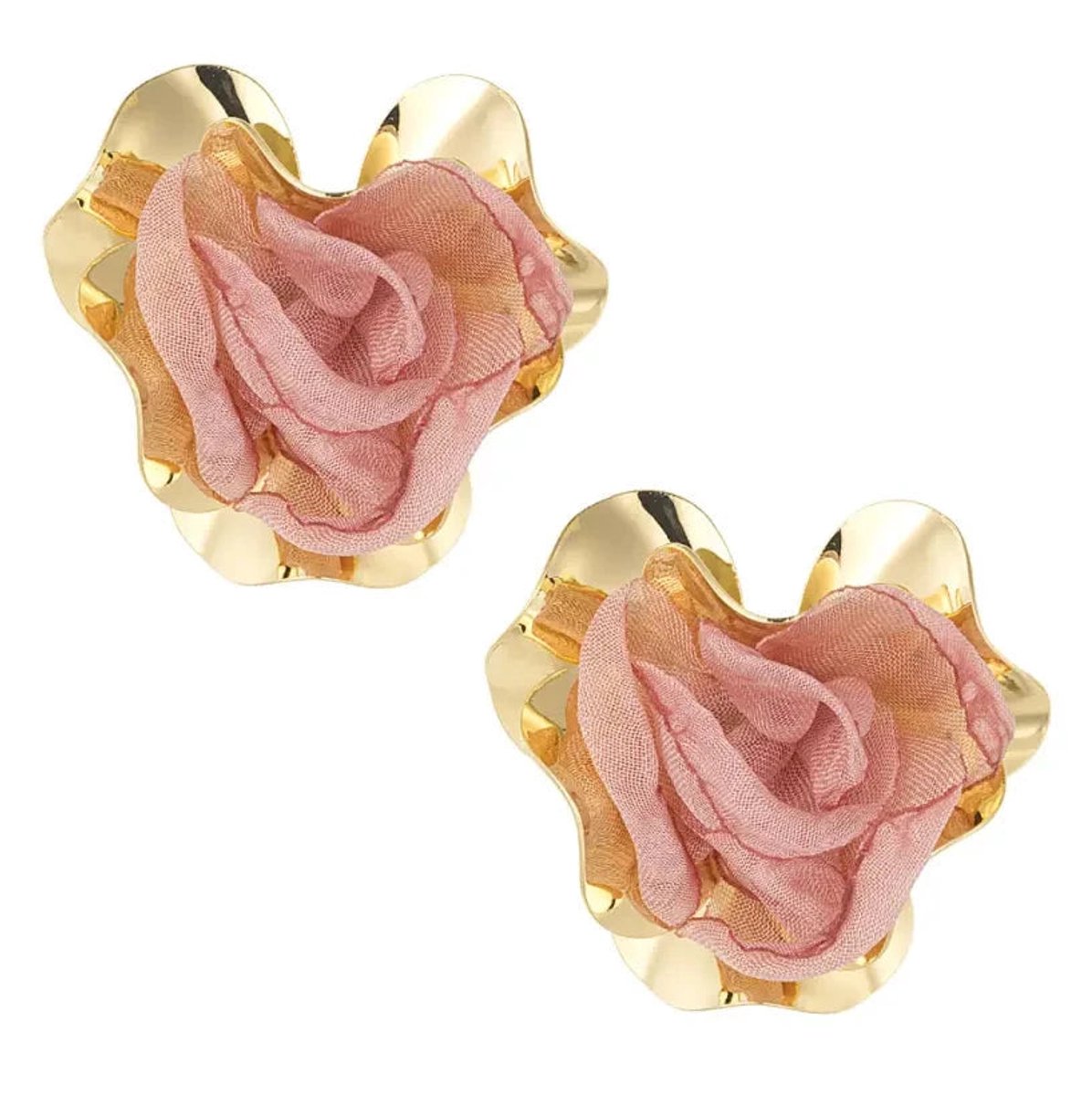 Yehwang Oorbellen Donker Statement goud roze