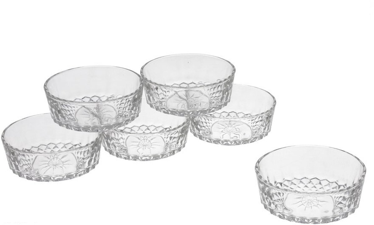 Gerimport - Diamant kommen - Tapasschaaltjes - Dessertschaaltjes - Amuseschaaltjes - 300 ml - Set van 6