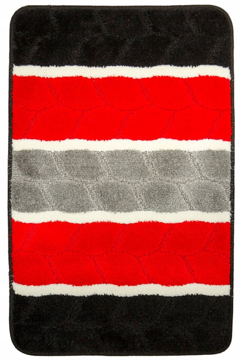 Antislip badkamermat Fano Rood Grijs Zwart Gestreept 50x80 cm
