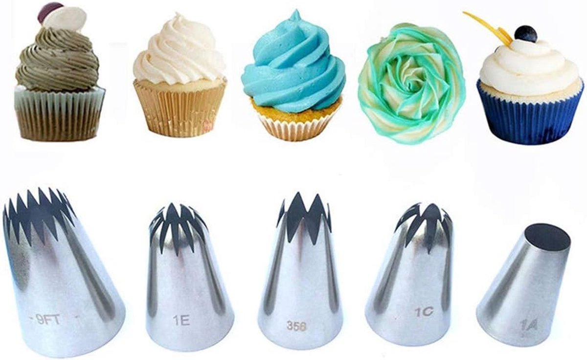Phantom Sky PhantomSky 5 Pieces Large Set Stainless Steel Kit DIY Decoration Tools for Baking, Cup Cakes, Cookies - ShopVlot
