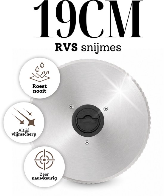 Avenido™ - Elektrische RVS Snijmachine - Ø19CM - Snijdikte 0-15MM - Allessnijder - Broodsnijmachine - Vleeswaren Snijmachine Kaassnijmachine Elektrisch - Food Slicer van Avenido — afbeelding 3