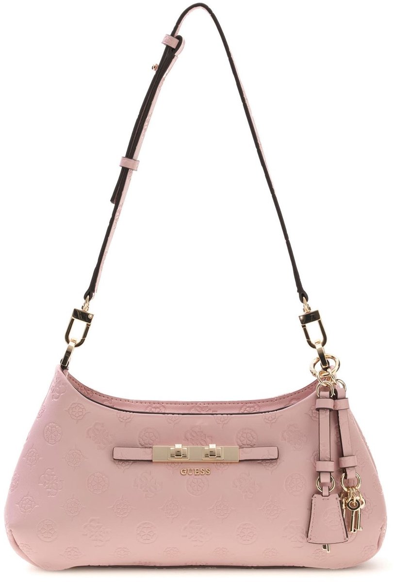 GUESS schoudertas Carmella Hobo Light Pink Logo roze