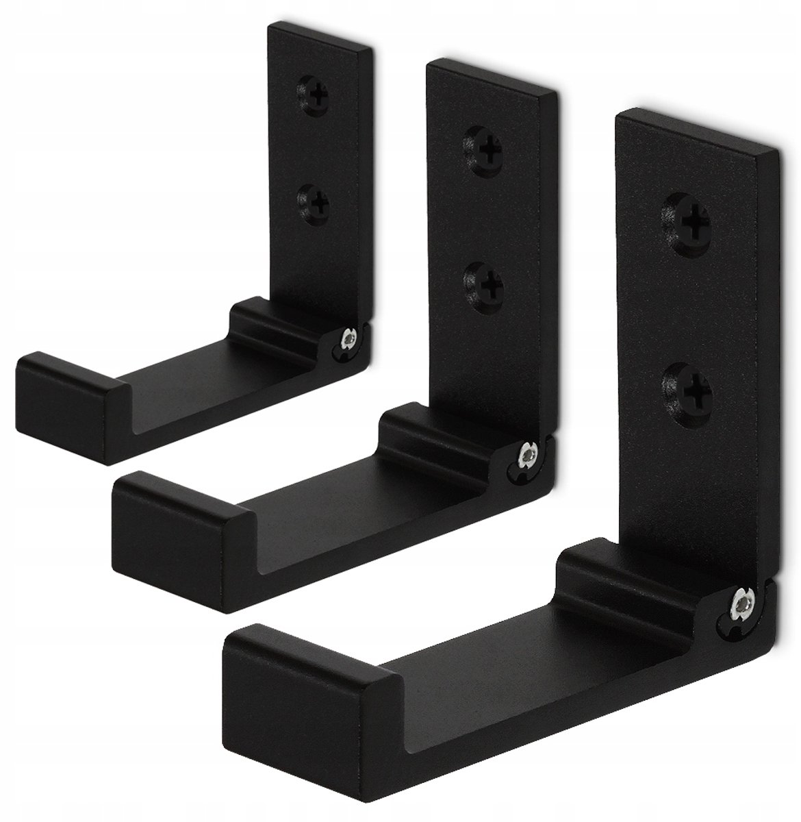 3x Opvouwbare Wandhaken - Zwart Aluminium
