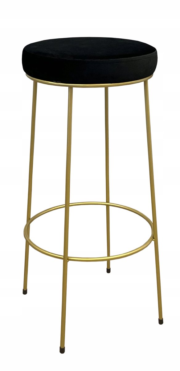 Gouden Bar Krukje 75cm Metaal Velvet Zwart Loft