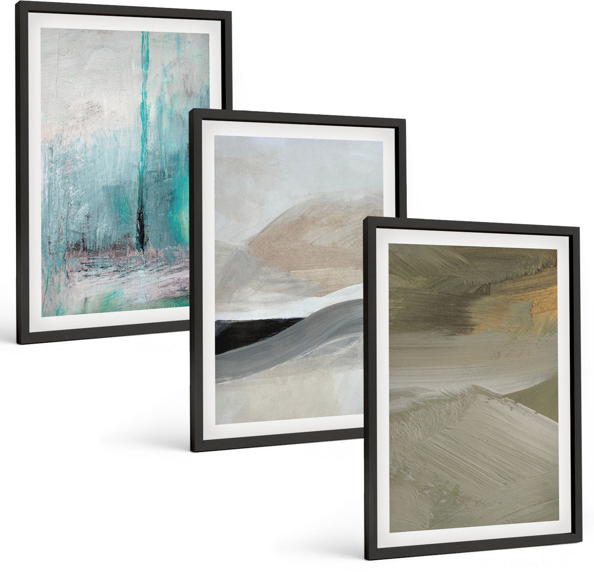 Tulup 4-Delige Schilderij Set - Geschilderde abstracte minimalistische decoraties - 40 x 60 cm - Moderne Wanddecoratie - Slaapkamer - Decoratieve Schilderijen