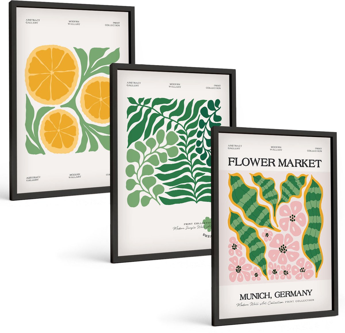 Tulup 4-Delige Schilderij Set - Posters met fruit- en plantmotieven in pastelkleuren - 40 x 60 cm - Moderne Wanddecoratie - Slaapkamer - Woonkamer Decoratie