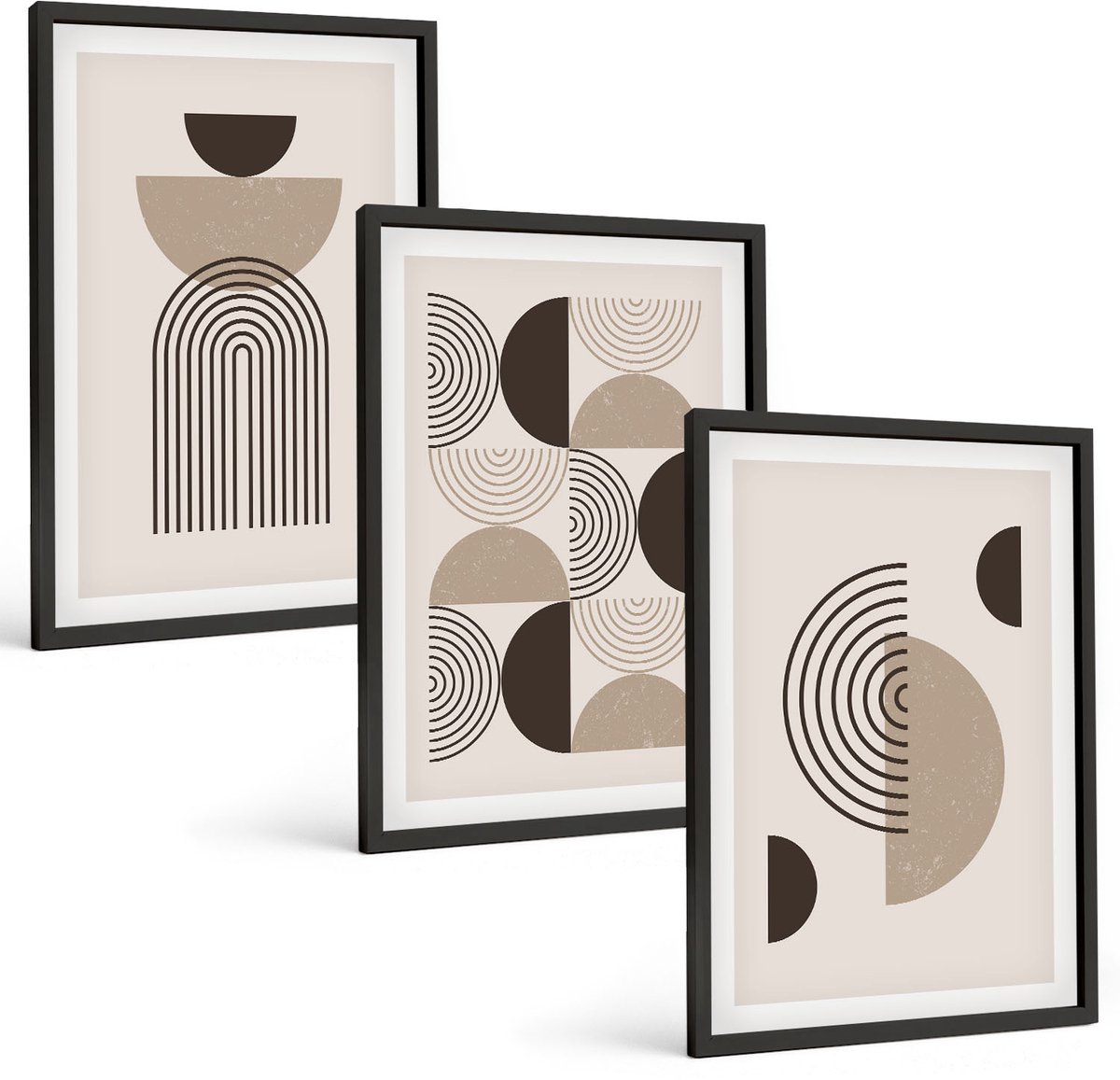 Tulup 4-Delige Schilderij Set - Abstracte geometrische patronen minimalisme - 40 x 60 cm - Muurdecoratie - Wanddecoratie - Slaapkamer