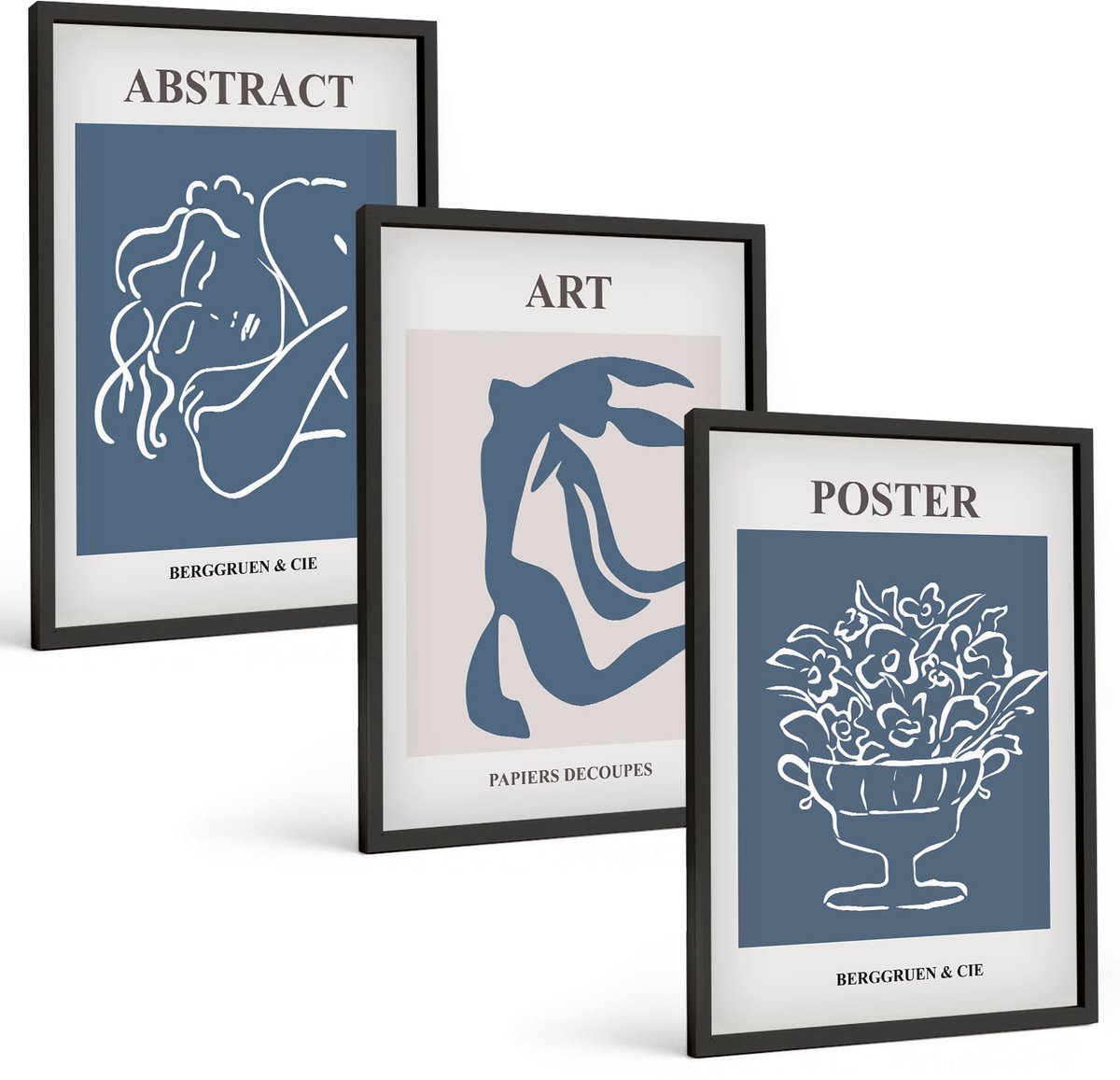 Tulup 4-Delige Schilderij Set - Stijlvolle abstracte patronen met figuren en bloemen van Matisse - 40 x 60 cm - Stijlvolle Wanddecoratie - Interieur - Stijlvolle Muurdecoratie