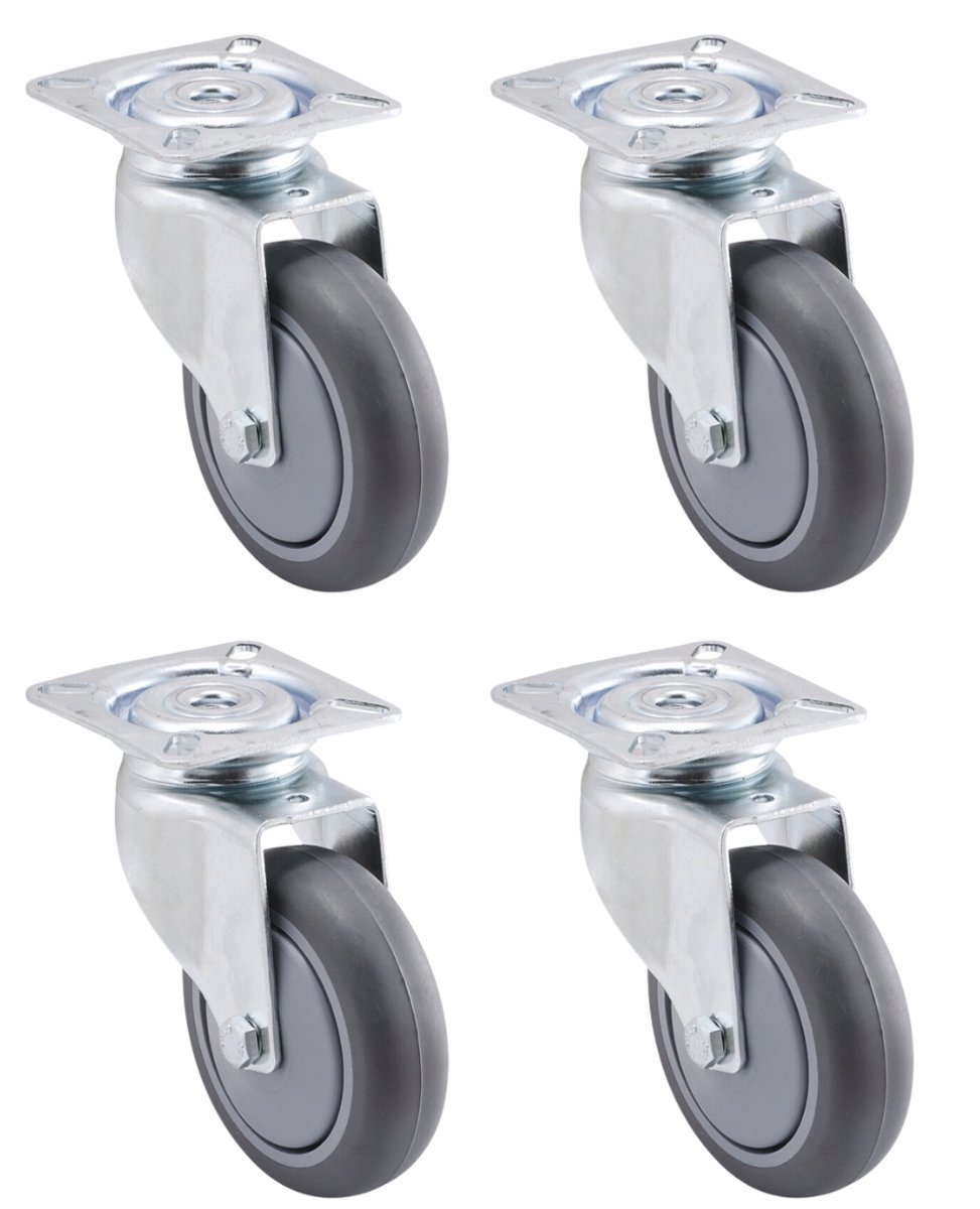Set van 4 zwenkwielen 50mm, 55kg draagvermogen, montageplaat 60x60