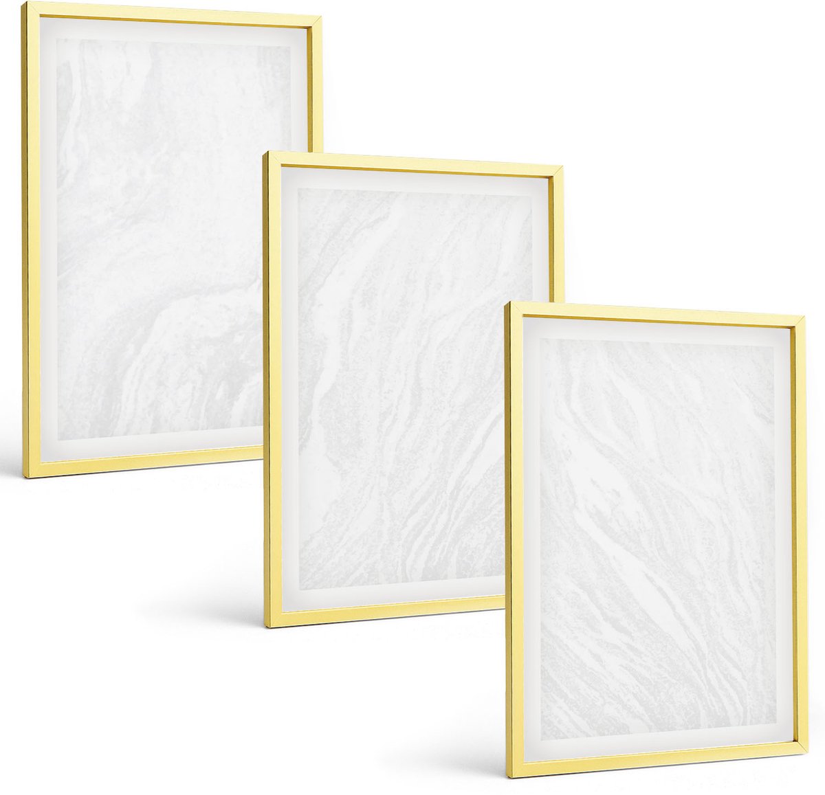 TULUP 4-Delige Schilderij Set - Elegante lineaire structuur van marmer. - 40 x 60 cm - Wanddecoratie - Muurdecoratie - Woonkamer - Decoratieve Schilderijen Gouden lijst