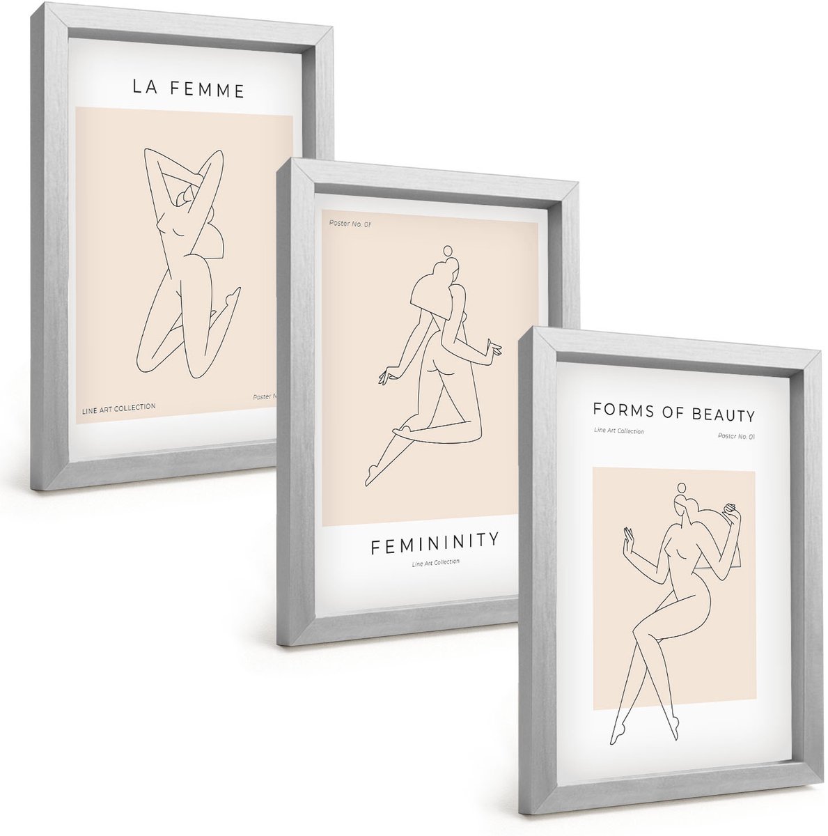 Tulup 4-Delige Schilderij Set - Lineaire silhouetten van vrouwen in minimalistische posters - 20 x 30 cm - Muurdecoratie - Interieur Decoratie - Moderne Wanddecoratie