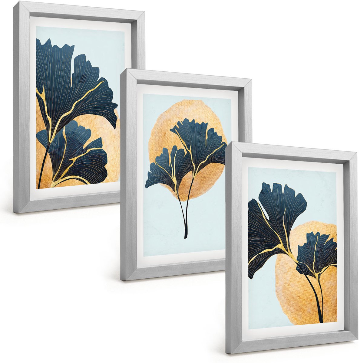 Tulup 4-Delige Schilderij Set - Esthetisch aantrekkelijke ginkgobladeren op een lichte achtergrond. - 20 x 30 cm - Decoratieve Schilderijen - Woonkamer - Interieur - Wanddecoratie