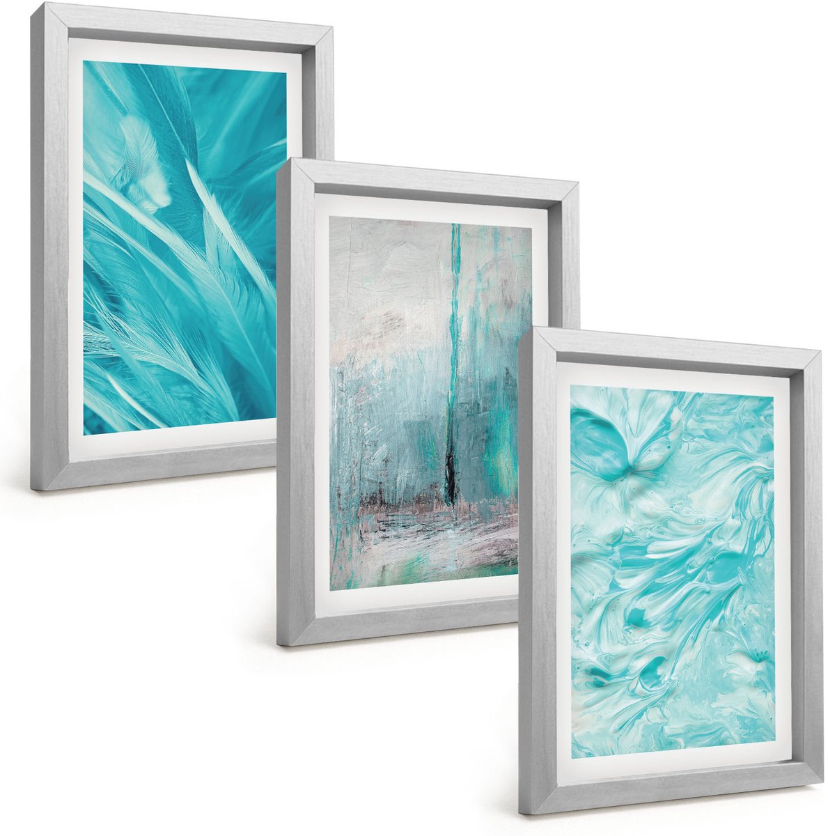 Tulup 4-Delige Schilderij Set - Verschillende blauwtinten in delicate abstracte patronen - 20 x 30 cm - Muurdecoratie - Interieur Decoratie - Moderne Wanddecoratie