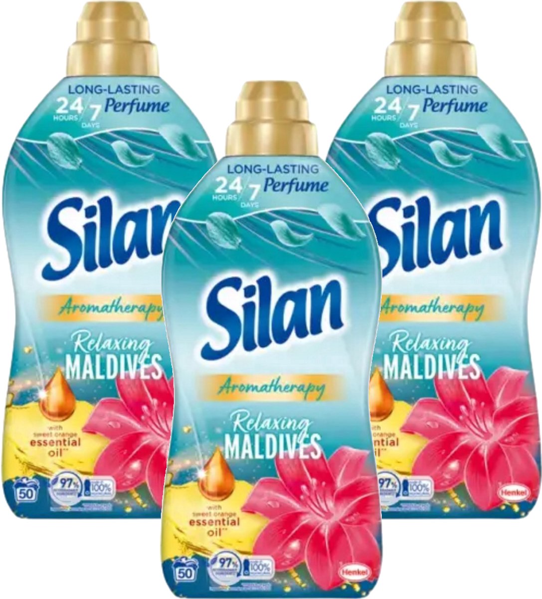 Silan Aromatherapy Relaxing Maldives - Wasverzachter - 150 (3x50) Wasbeurten - 3300ml (3x1100ml)