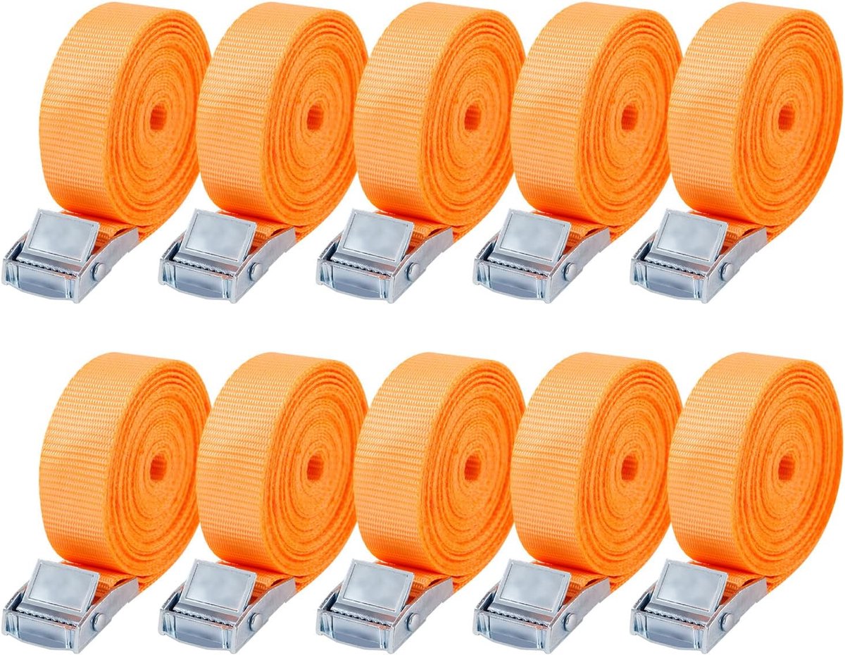 Pack of 10 clamp straps, instrument belt, 25 mm x 4 m, according to DIN EN 12195-2 (orange) - ShopVlot
