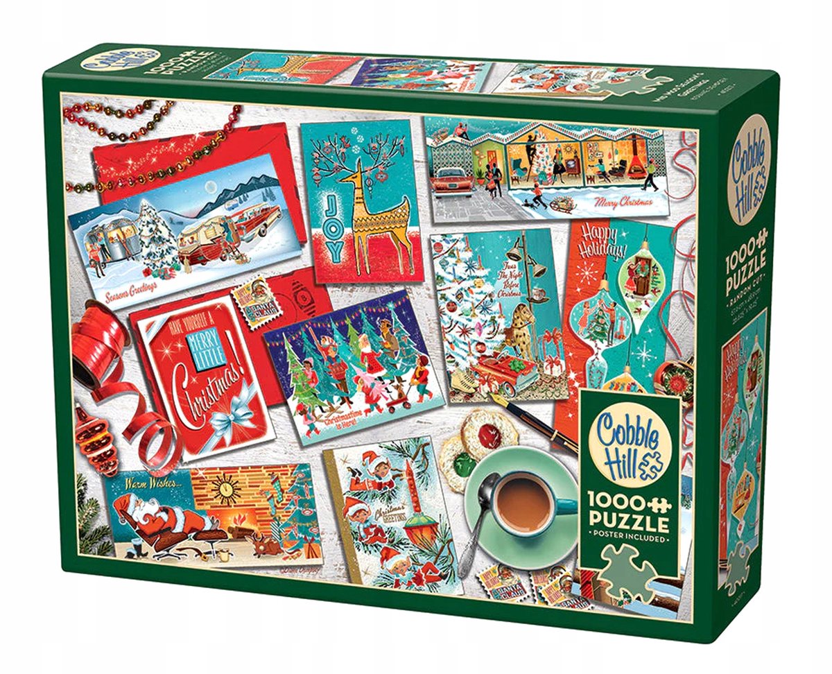 Kerstkaarten Puzzel 1000 Stukjes - Merkloos