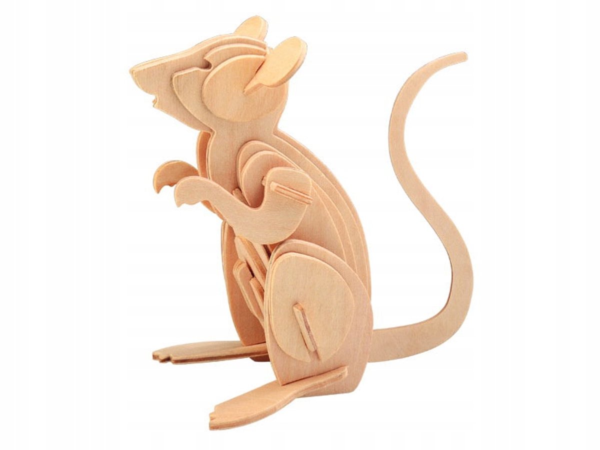 Houten 3D Puzzel Muis Modelbouw Kit M001 - Leerzaam Knutsel Speelgoed