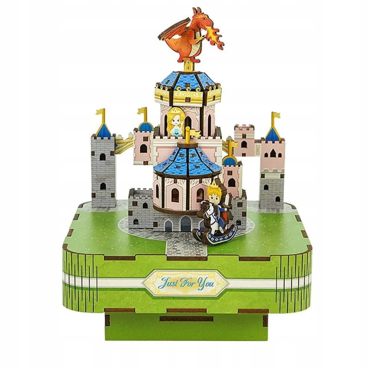 Houten 3D Muziekdoos Bouwpakket - Kasteel Vriendelijke Draak