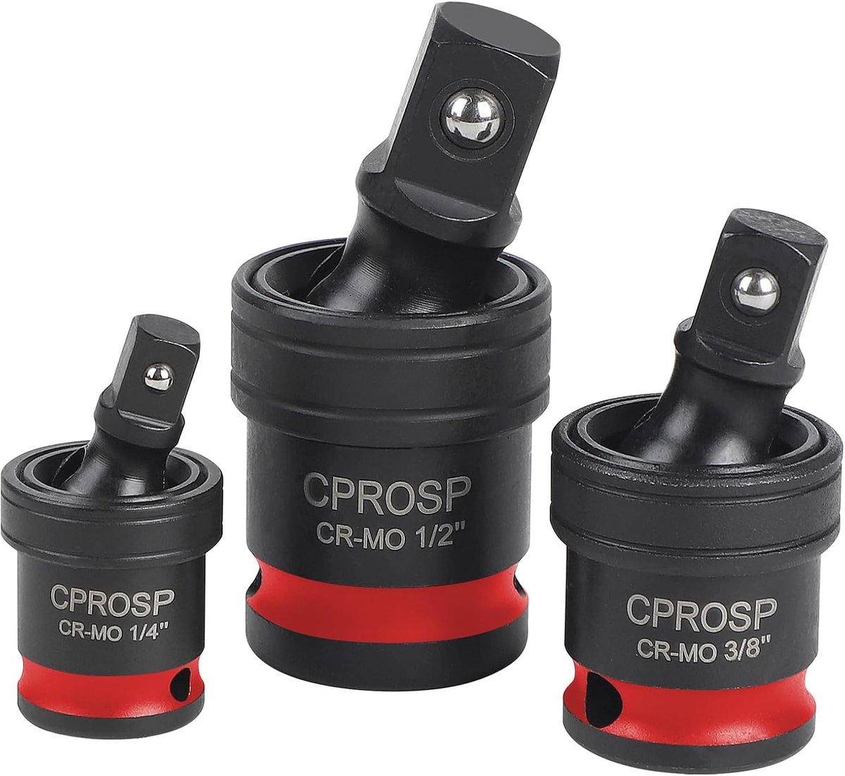 CPROSP Kogelgewricht, 3-delig, 1/4 inch, 3/8 inch, 1/2 inch, 360° draaischarnier, scharnierset met kogelveer, adapter - ShopVlot