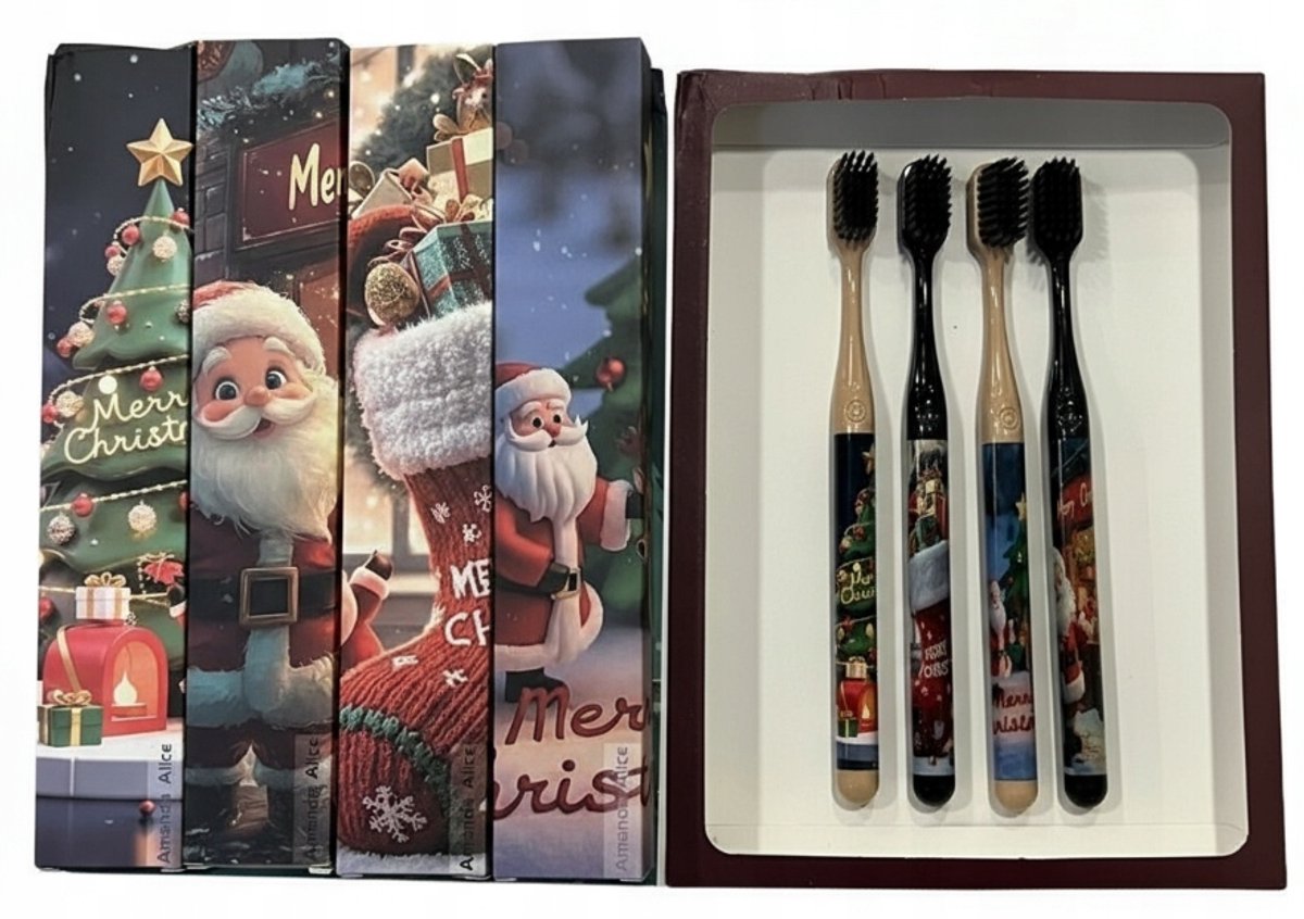 Kerst Tandenborstel Set - 4 Stuks